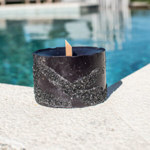 Wood Wick Candle with black stones